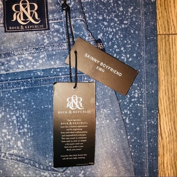 NWT Rock & Republic Splatter Boyfriend Skinny Jeans Size 0M - Picture 10 of 12